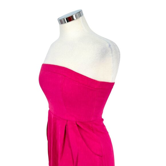 Theory Tyrah Crunch Strapless Pink Cotton A-Line Mini Dress Size 2 - Picture 4 of 10